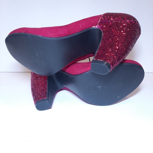 g:21 Gita Faux Suede Glitter Chunky Heels Round Toe Party Club - Picture 10 of 11